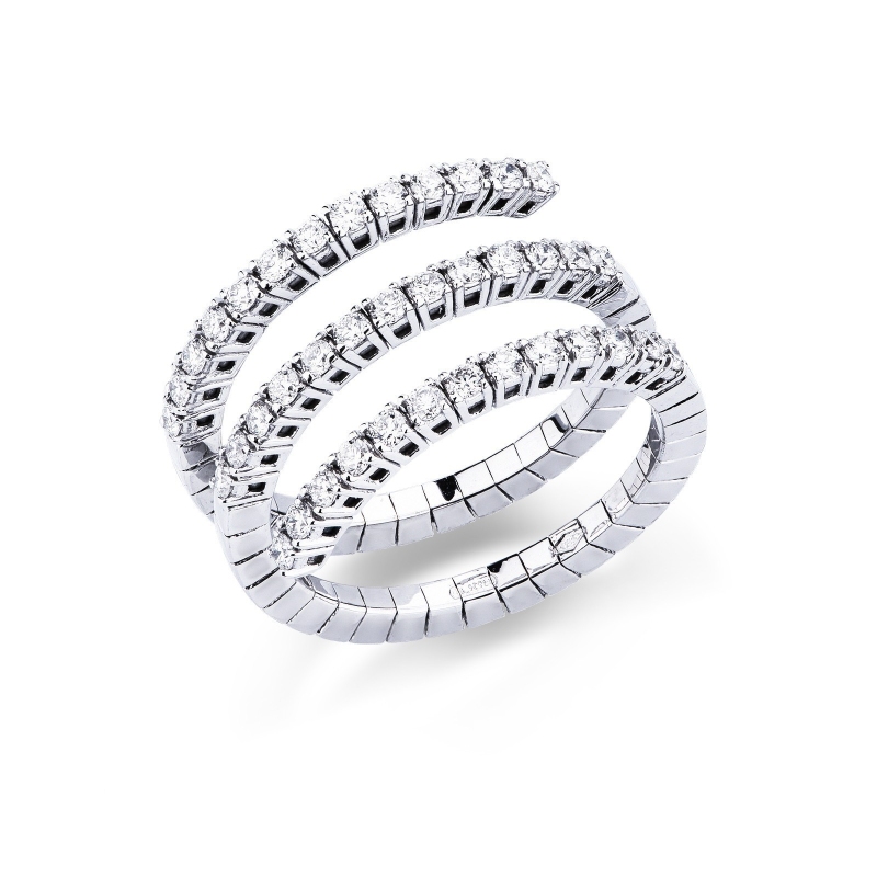 Bague en spirale en or blanc 18 carats et diamants