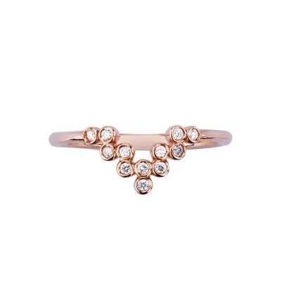 Bague V or rose 18k avec diamants