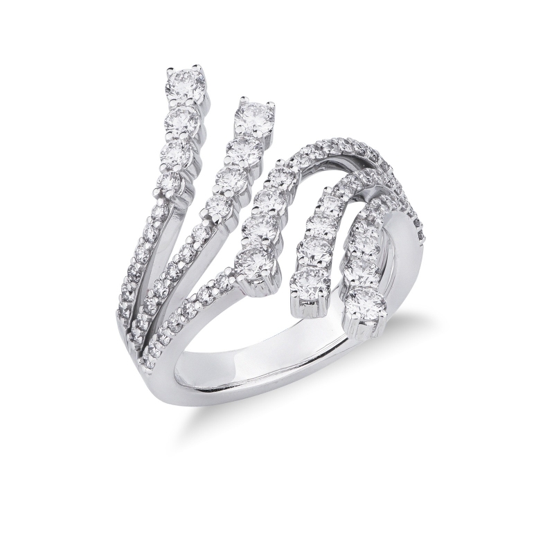 Bague Graduée en or blanc 18k et diamants
