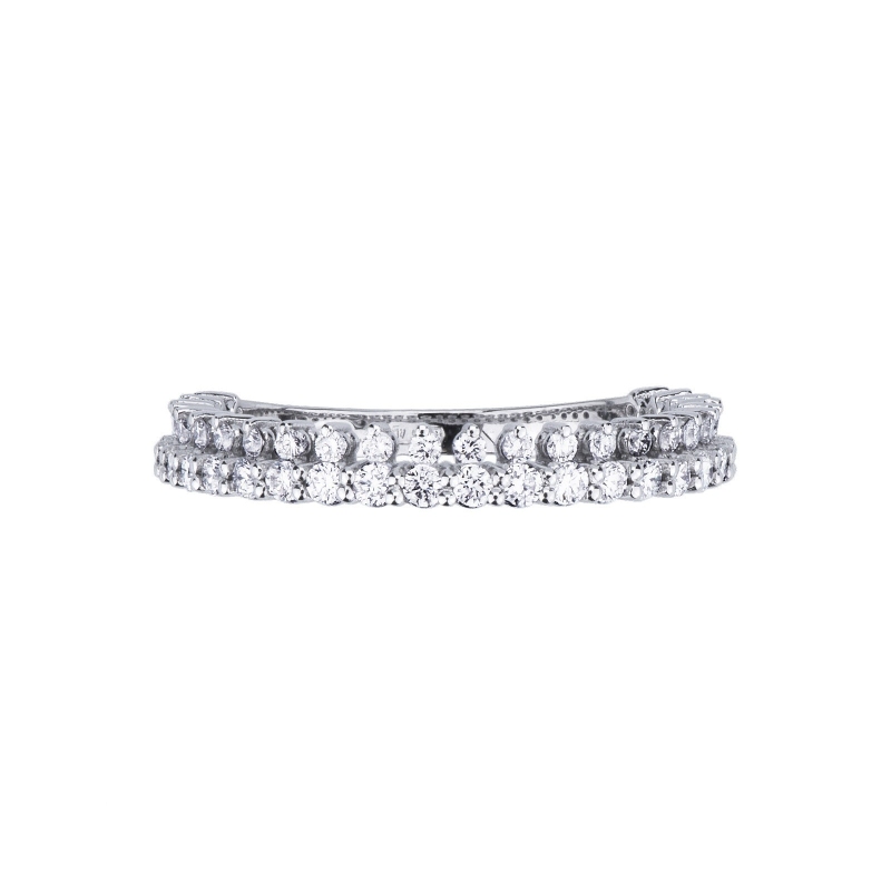  Bague design en or blanc 18k sertie de diamants