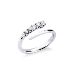 Bague contrarié ouverte or blanc 18k avec diamants