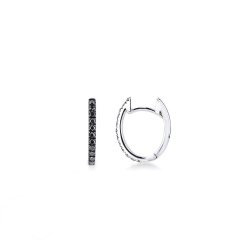 Boucles d’oreilles ovales en or blanc avec diamants noirs et finitions brunies
