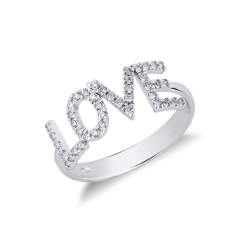 Bague personnalisée LOVE en or blanc et diamants