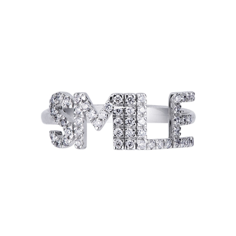 Bague personnalisée  SMILE en diamants et or blanc 750
