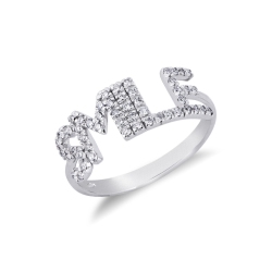 Bague personnalisée  SMILE en diamants et or blanc 750