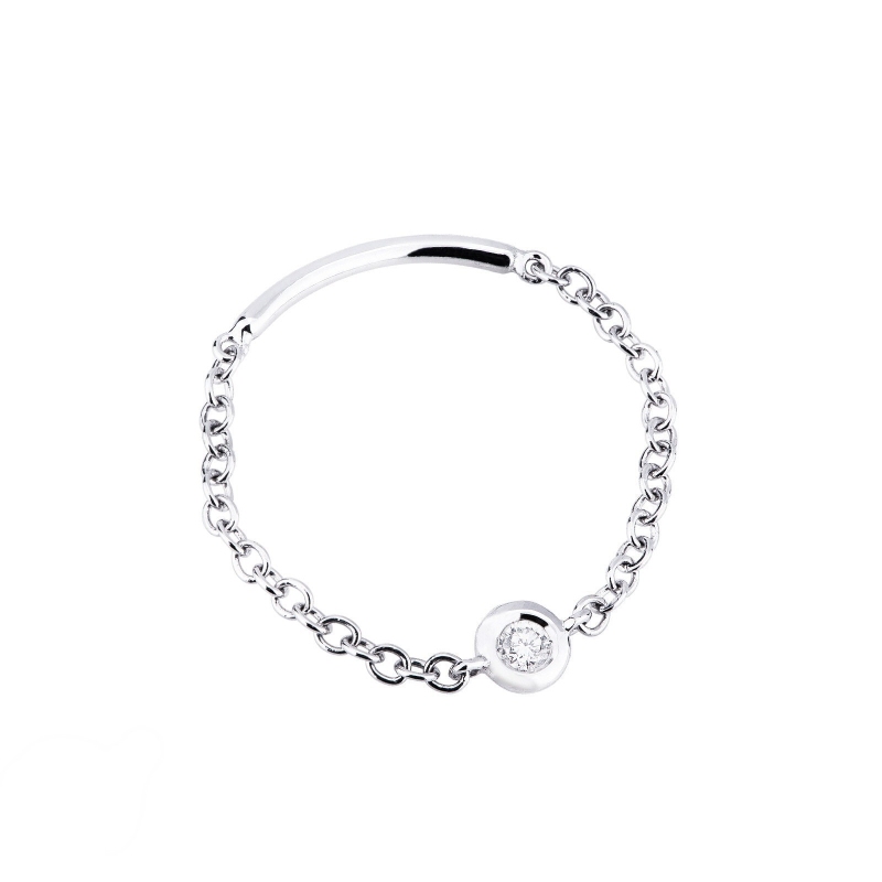 Bague Maille Souple en Or 18k avec Diamant ct 0,03