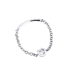 Bague Or Blanc 18k Maille Souple avec Diamant ct 0,05