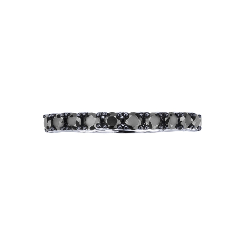Alliance en or blanc 18 carats sertie de diamants noirs 0.80 ct