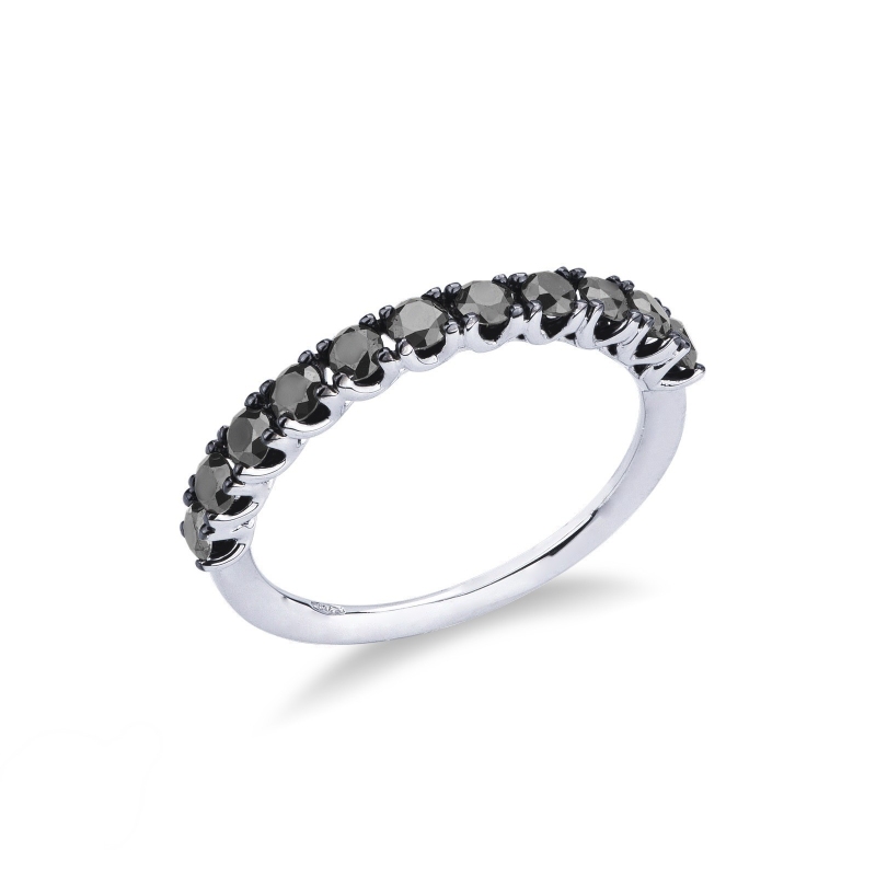 Alliance en or blanc 18 carats sertie de diamants noirs 0.80 ct