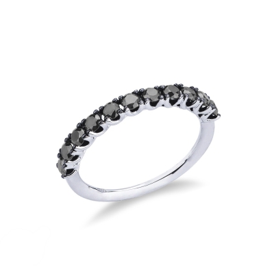 Alliance en or blanc 18 carats sertie de diamants noirs 0.80 ct