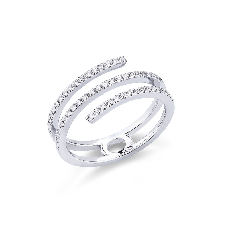 Bague en or blanc 18 carats en spirale avec diamants