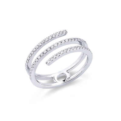 Bague en or blanc 18 carats en spirale avec diamants