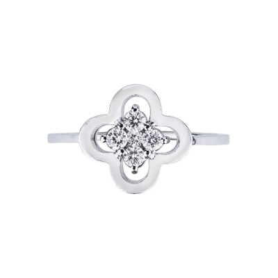 Bague fleur en or blanc 18k avec diamants