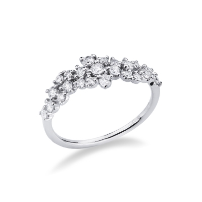 Bague feuilles en or blanc 18k avec diamants