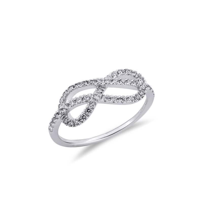 Bague noeud eternel en or blanc 18k avec diamants taille brillant