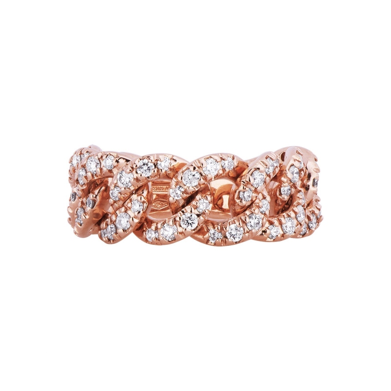 Bague groumette or rose 18k avec diamants