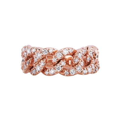 Bague groumette or rose 18k avec diamants