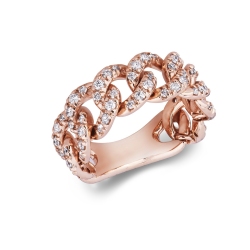 Bague groumette or rose 18k avec diamants