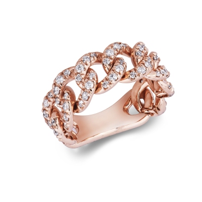 Bague groumette or rose 18k avec diamants