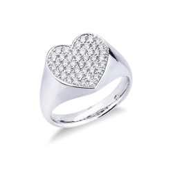 Bague en or blanc 18k avec pavé cœur diamants