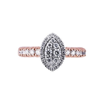 Bague extensible en or blanc et rose 18k avec diamants