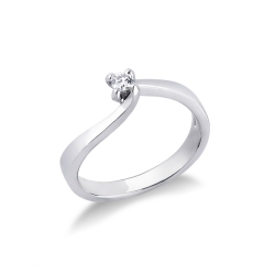 Bague solitaire 0.10 ct et or blanc 18k