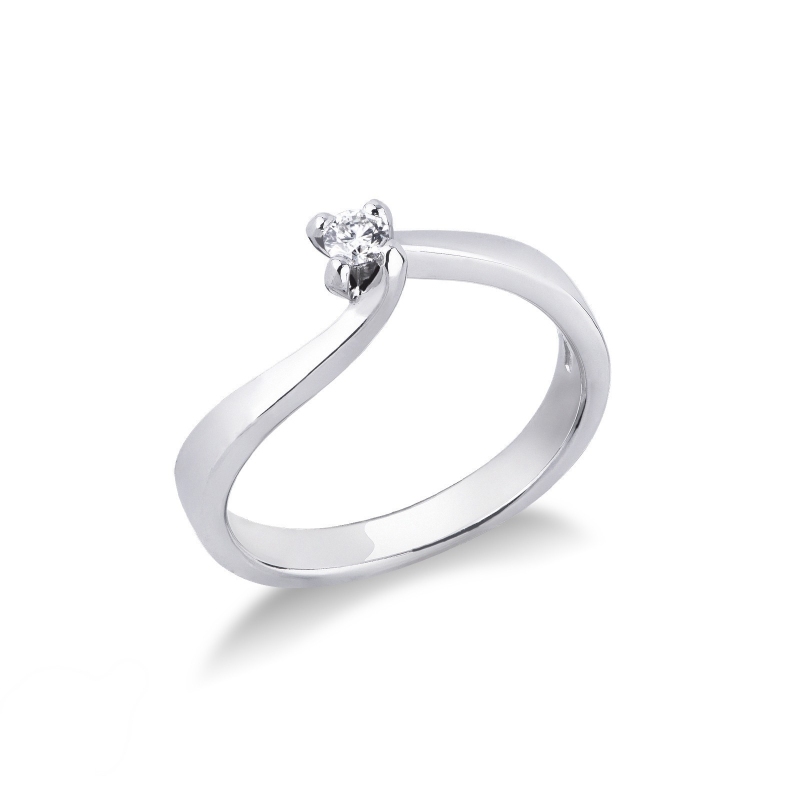 Bague solitaire 0.10 ct et or blanc 18k