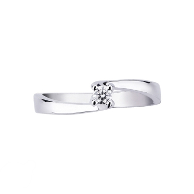 Solitaire bague 4 griffes diamant or blanc 18k