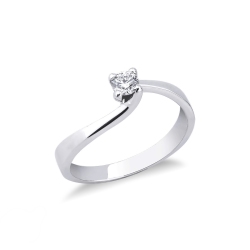 Bague solitaire or blanc 18k avec diamant 0.20 ct