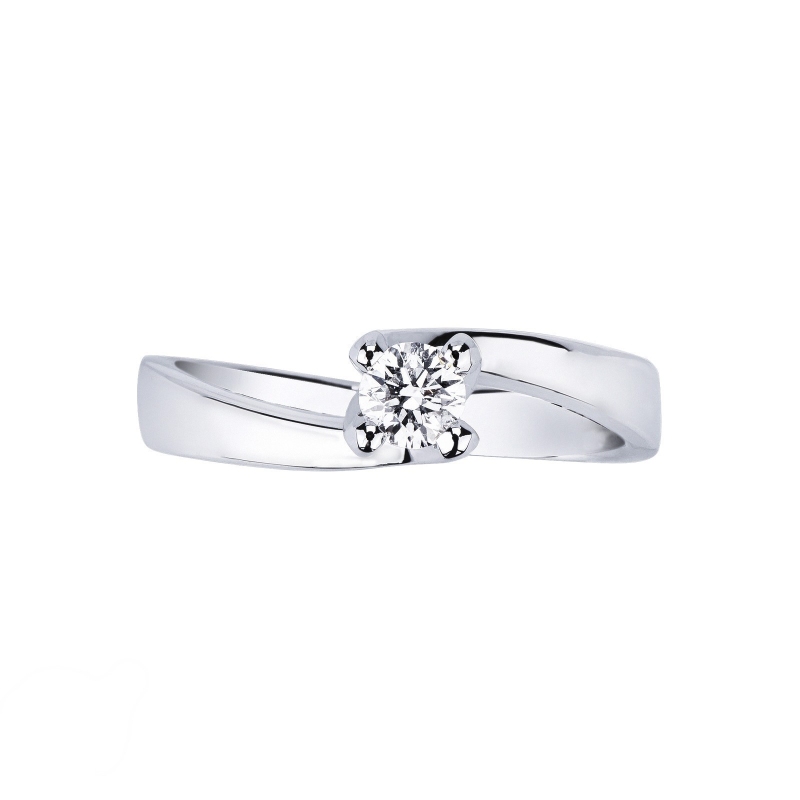 Solitaire femme en or blanc 18k et diamant 0.25 ct