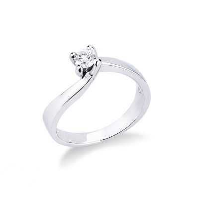 Solitaire femme en or blanc 18k et diamant 0.25 ct