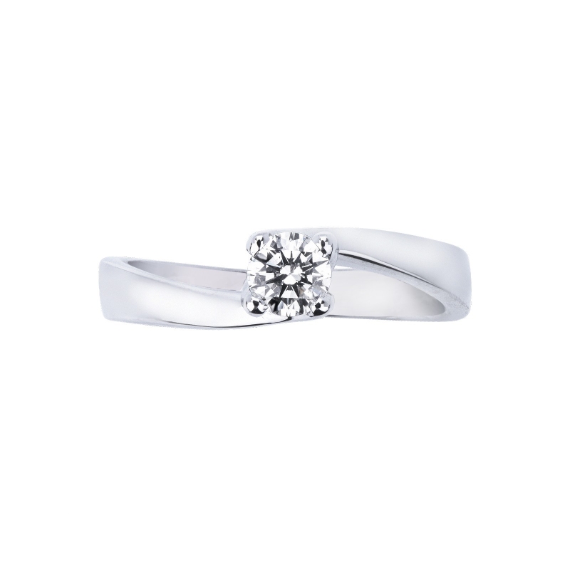 Solitaire avec diamant 0.35 ct en or blanc 18k