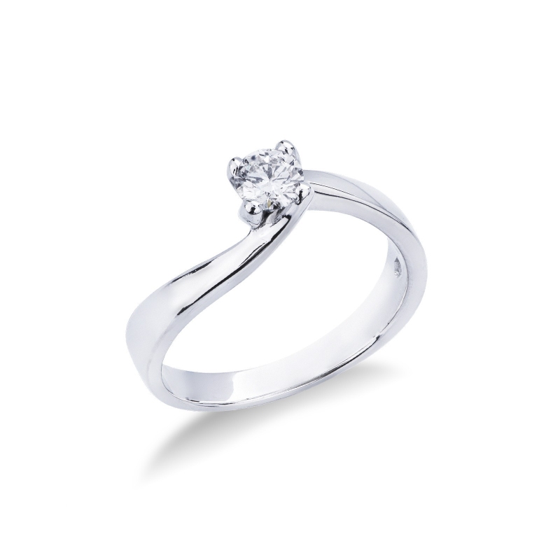 Solitaire avec diamant 0.35 ct en or blanc 18k