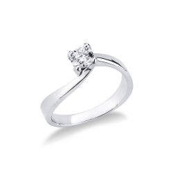 Bague de fiançailles en or blanc 18k avec diamant 0.40 ct 