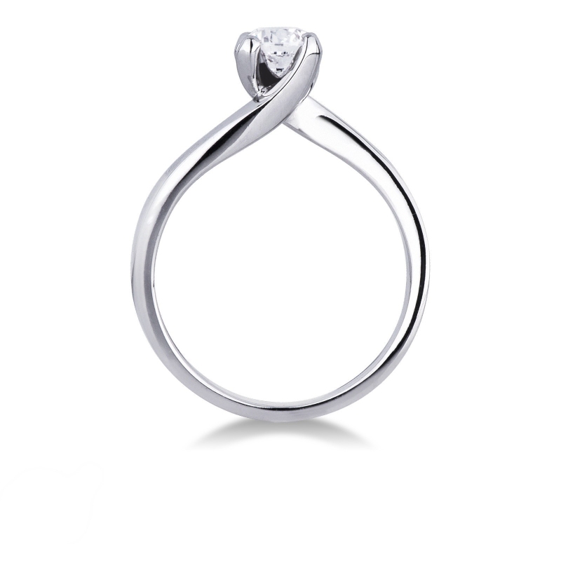 Bague solitaire avec un diamant de 0.50 ct en or blanc 18k