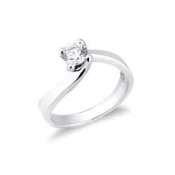 Bague solitaire avec un diamant de 0.50 ct en or blanc 18k