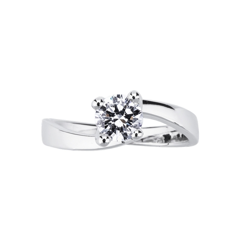 Bague solitaire diamant 0.70 ct  et or blanc 18k