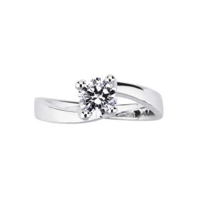 Bague solitaire diamant 0.70 ct  et or blanc 18k