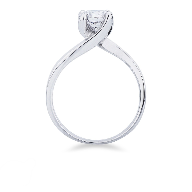 Bague solitaire à griffes en or blanc 18ct avec diamant 0,90 carats