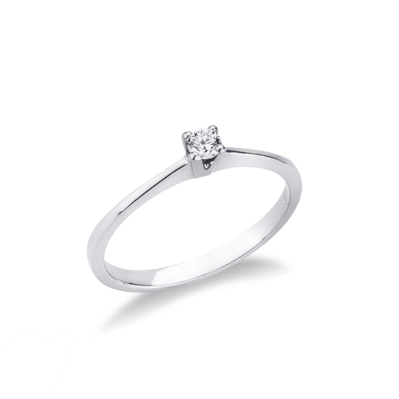 Bague de fiançailles or blanc 18k et diamant 0.10 ct