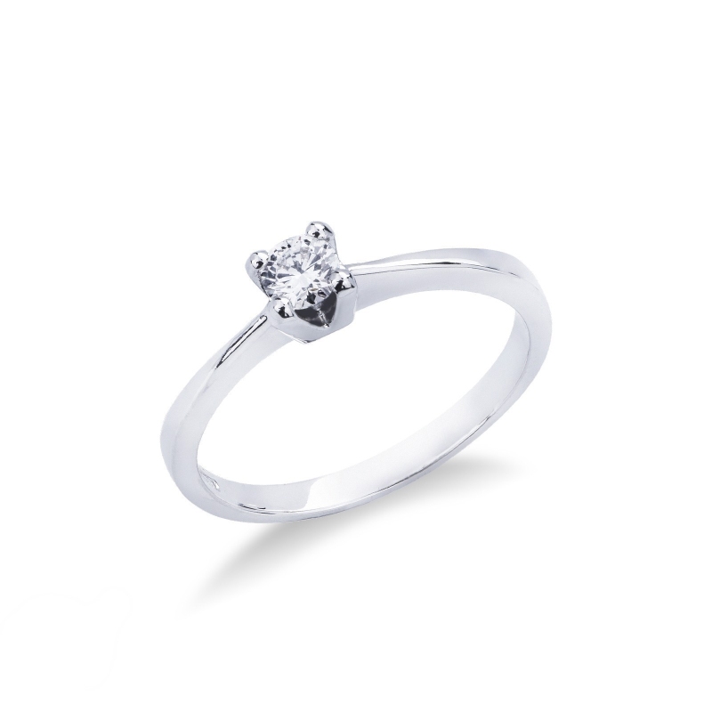 Solitaire en or blanc 18k avec diamant 0.20 ct