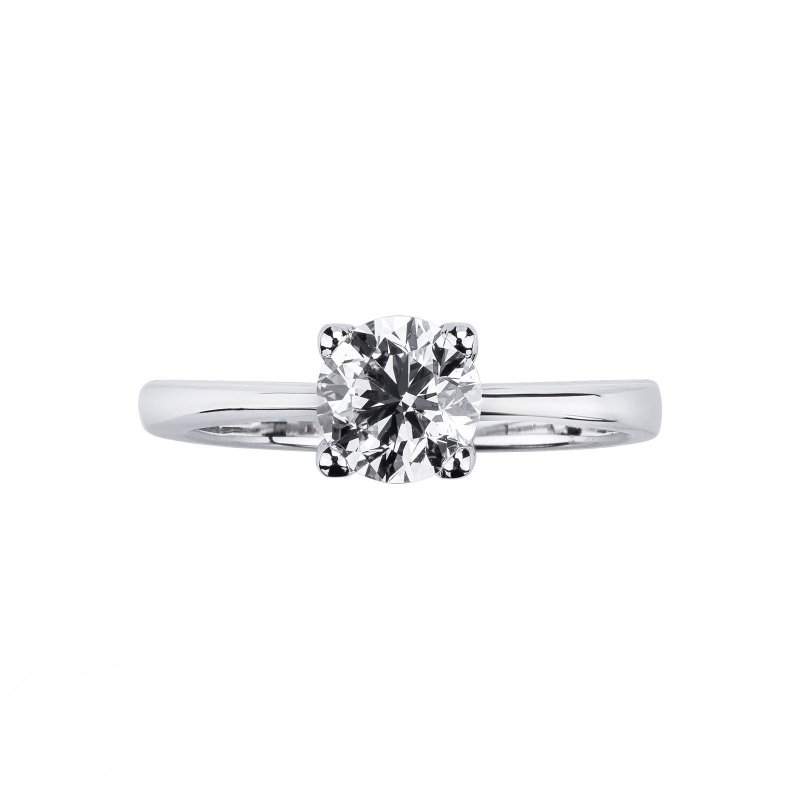 Bague solitaire linéaire en or blanc 18ct avec diamant 1 carat