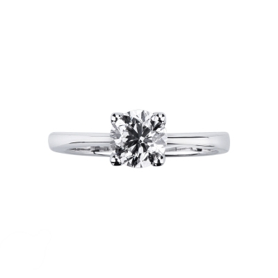 Bague solitaire linéaire en or blanc 18ct avec diamant 1 carat