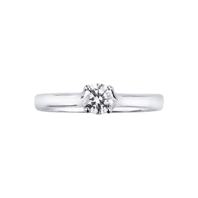 Bague solitaire 4 griffes en or blanc 18k avec diamant 0,30 ct