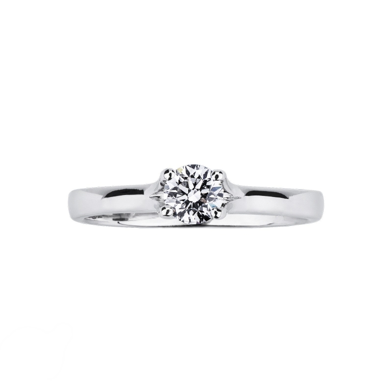 Bague diamant solitaire élégante en or blanc 18k ct. 0,40