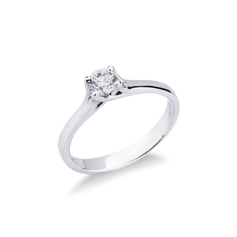 Bague diamant solitaire élégante en or blanc 18k ct. 0,40