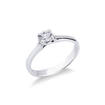 Bague diamant solitaire élégante en or blanc 18k ct. 0,40