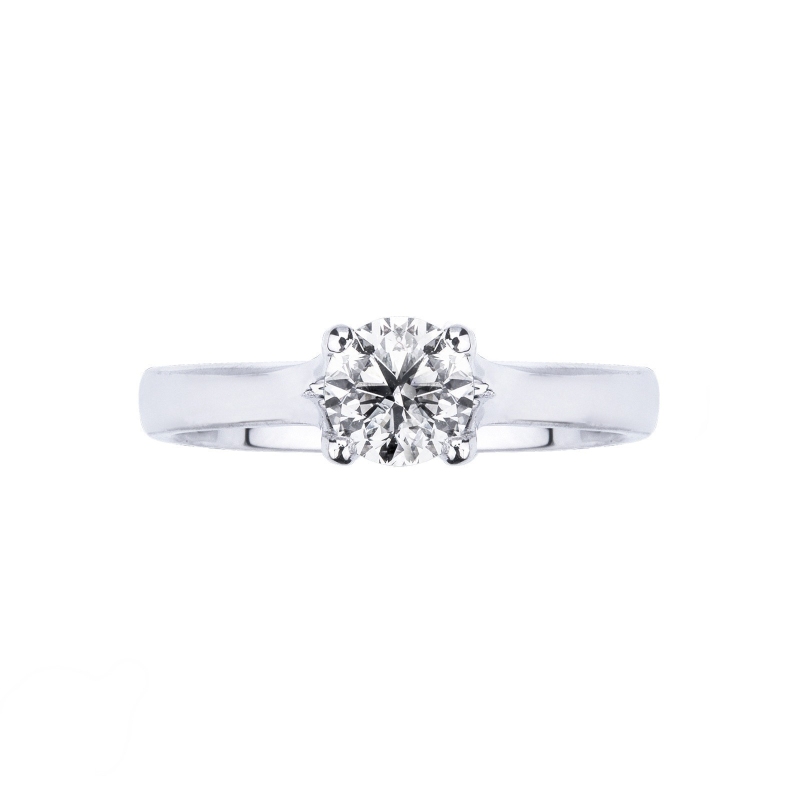 Solitaire bague en Or Blanc 18k avec Diamant 0,50 ct