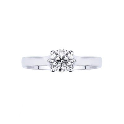  Solitaire bague en Or Blanc 18k avec Diamant 0,50 ct