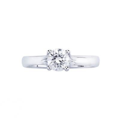 Bague Solitaire en Or Blanc 18k avec Diamant 0,70 ct